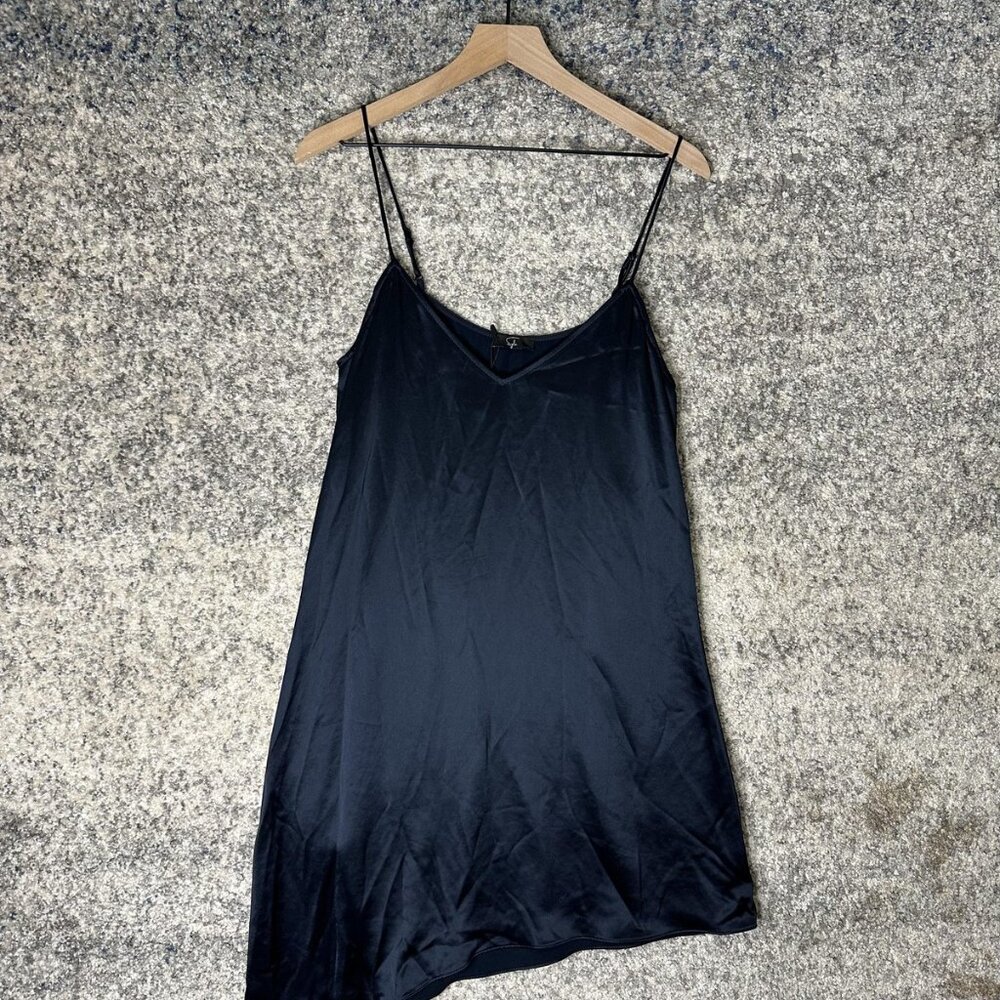 Sylc‎ Dress Womens Large Black Satin Slip Asymmetrical Hem Spaghetti Strap Party